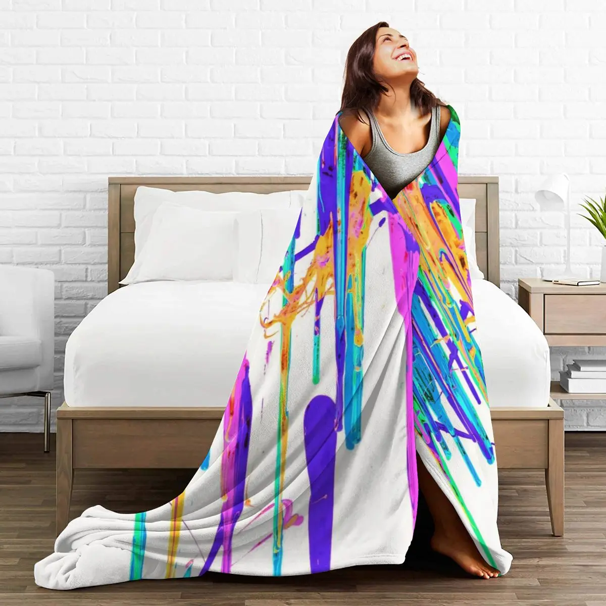 

New Fashion 3D Color Personality Printed Flannel Blanket Sheet Bedding Soft Blanket Bed Cover Home Textile Decoration