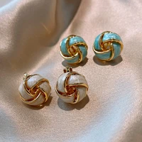 925 silver needle simple geometric woven ball earrings