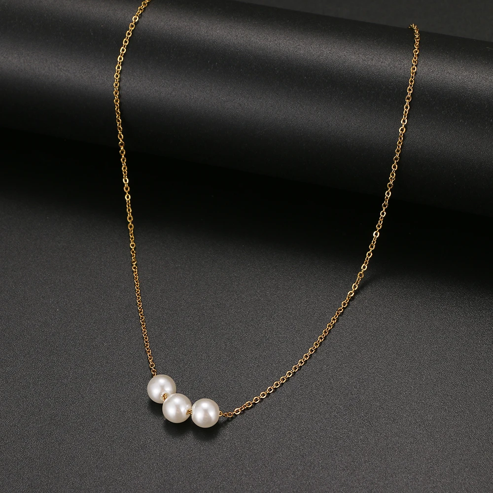 Фото Новинка 2022 Модный милый чокер Kpop с тремя жемчужинами ожерелья цепочка из