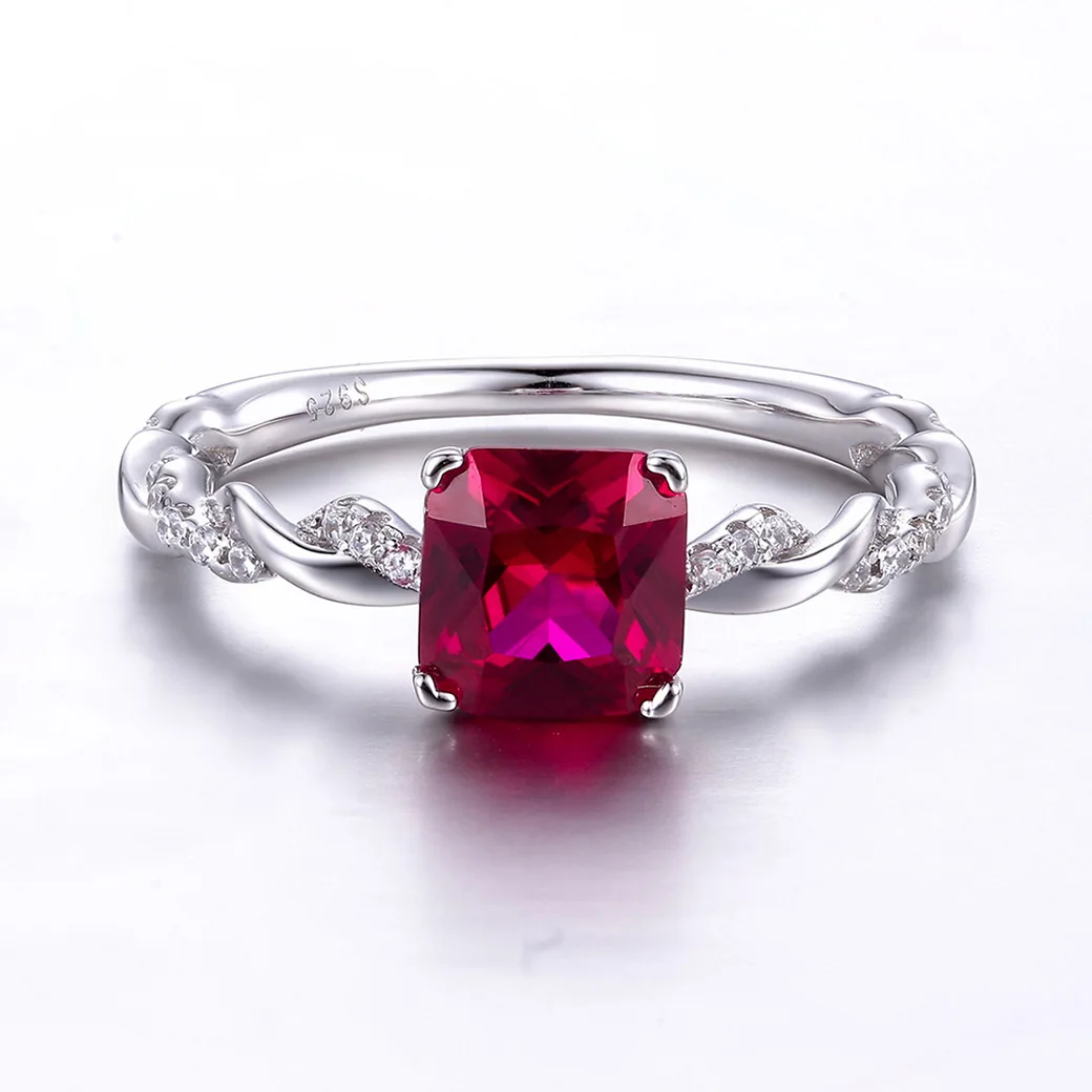 Стерлингового серебра драгоценности из и камней подушки рубиновое кольцо