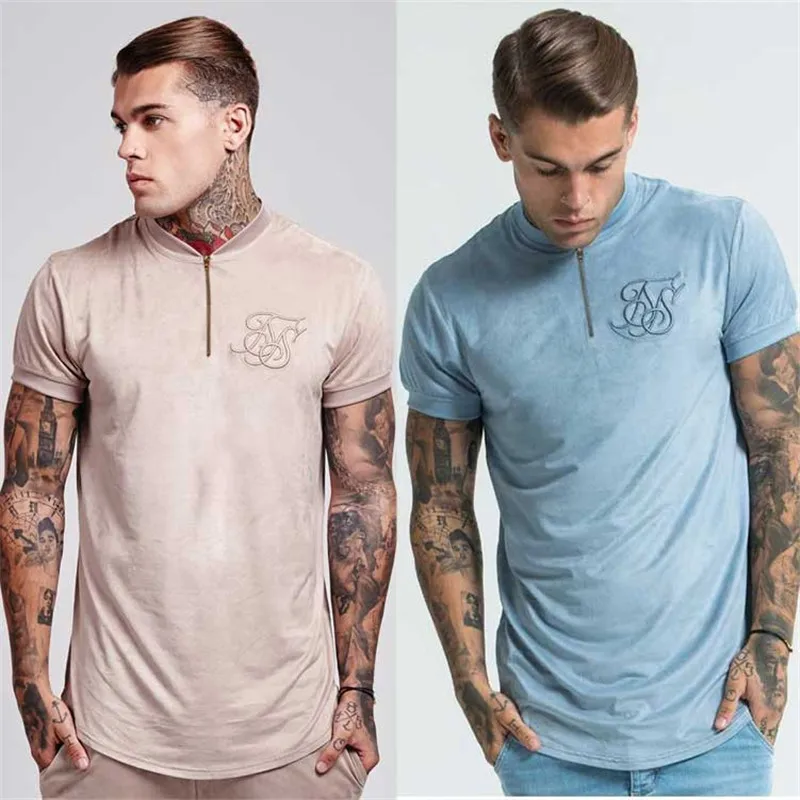 Мужская Летняя хлопковая шелковая футболка siksilk с бархатной тканью 2021 в стиле хип