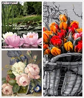 diy 5d diamond painting lotus flower scenery mosaic embroidery cross stitch full square round drill kits picture home decor gift