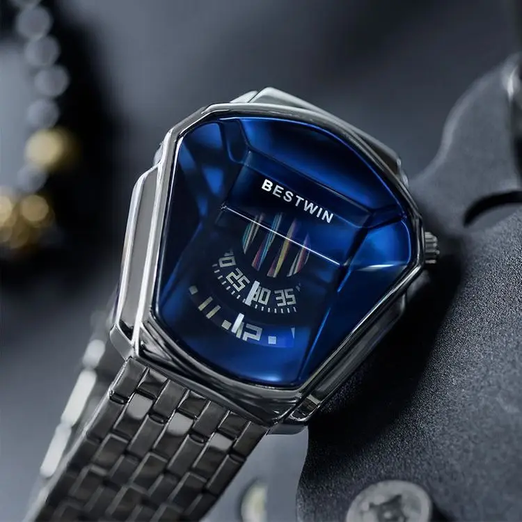 

Men's Black Technology Watch Men's Waterproof High-end Trend Fashion Steel Band Quartz Watch