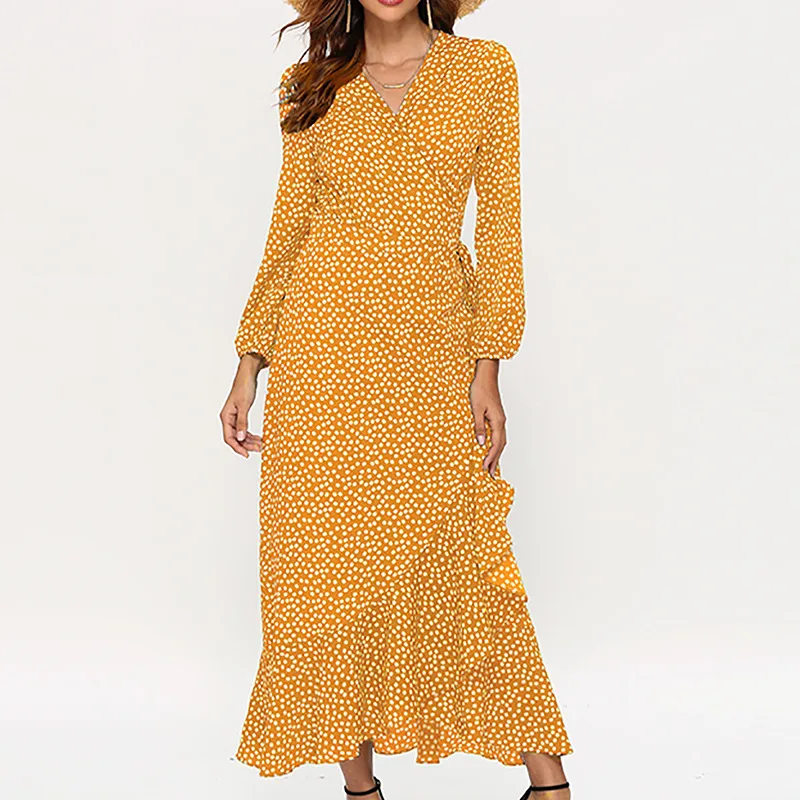 Осеннее Модное Длинное платье для женщин модель 2019 года с принтом в стиле ампир