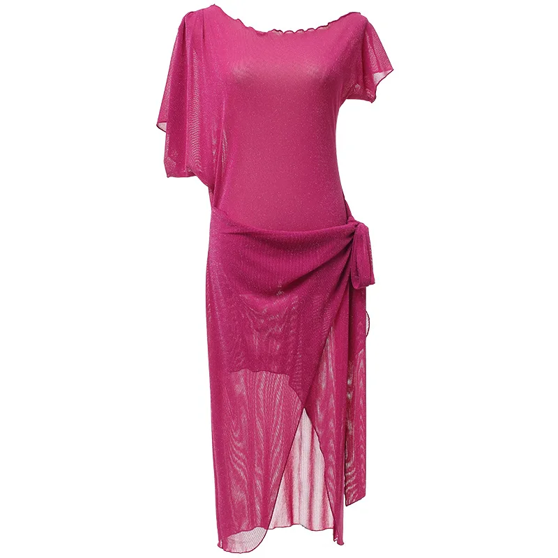 

Short Sleeves Women Belly Dance Dress Indian Dance Oriental Dance Fashion Sexy Perspective Dancewear Competition Practice Suit