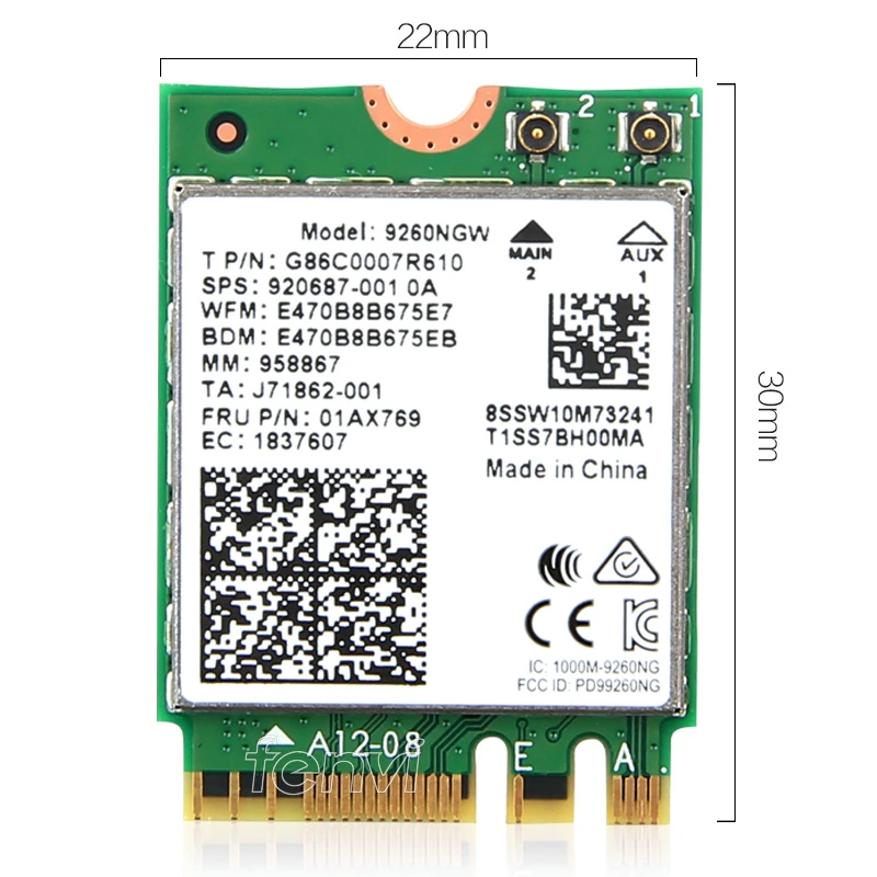 Двухдиапазонная беспроводная Wi-Fi сетевая карта 1730 Мбит/с AC Intel 9260 9260NGW 802.11ac Bluetooth 5 0