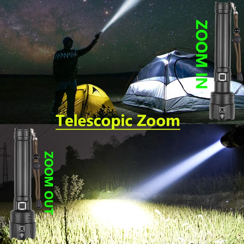 Новейший светодиодный фонарик XHP90.2 с перезаряжаемым аккумулятором 18650 USB