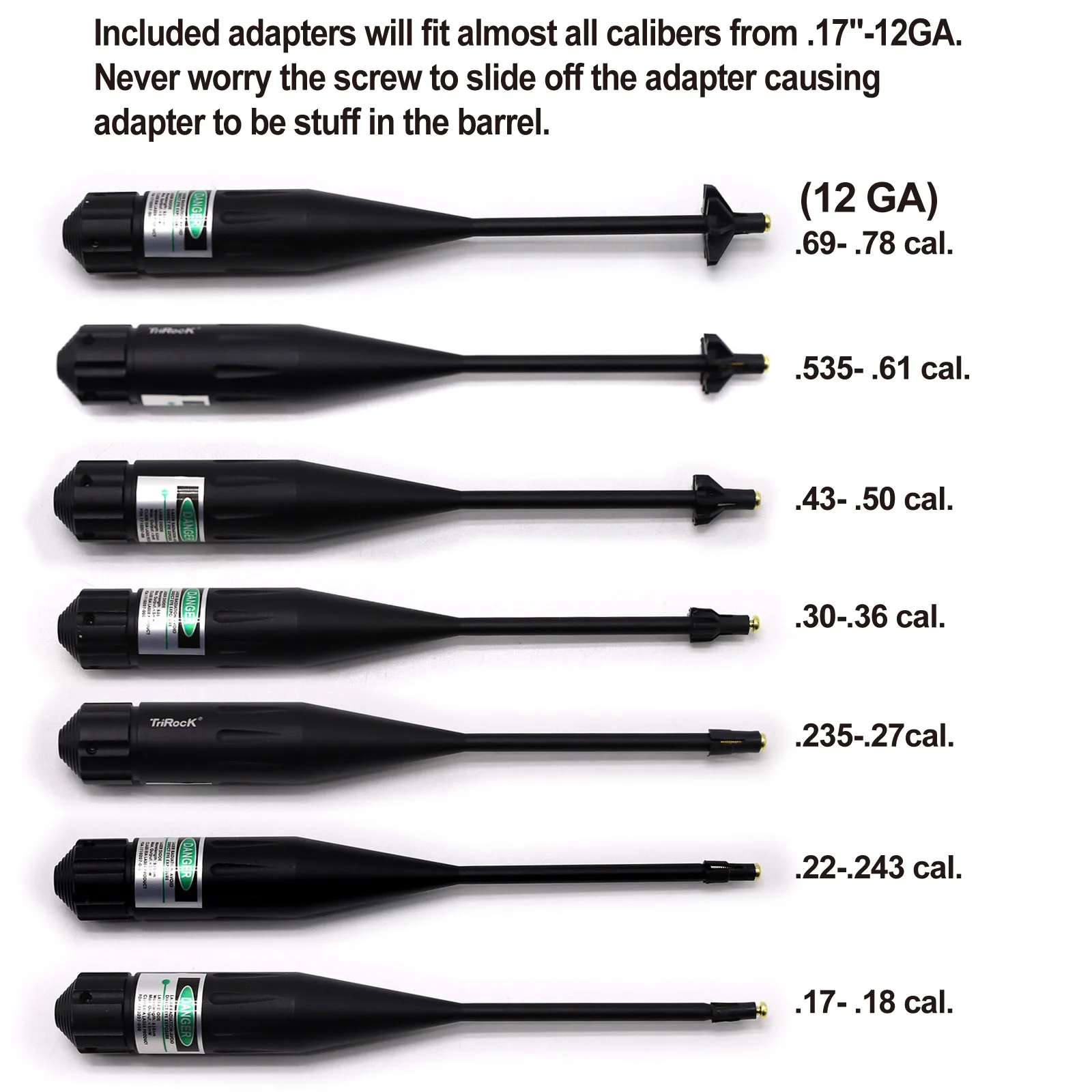 

TriRock New Green Dot Laser Bore Sight Fit.177 to .78 cal. Boresighter Collimator Kit+Box Carry Built-in Battery Carry