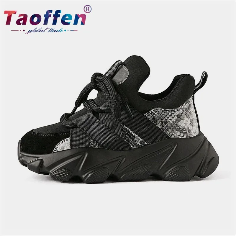 Taoffen/спортивная обувь для женщин; модная женская обувь из натуральной кожи; Легкие Тренеры для улицы; женская обувь для бега; Размеры 35-42