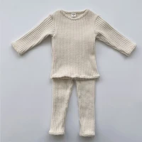 autumn winter baby boys and girls clothes set ribbed sweater bottom shirts and pants suit childrens clothing 2 piece set