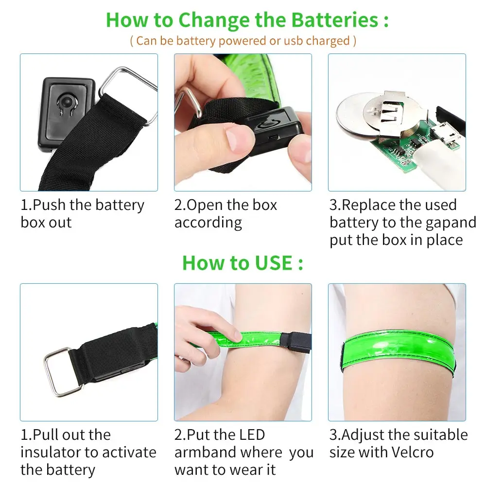 Bicycle Party With Rechargeable LED Arm Light Jogging Driving Leg Warning Wristband Armband | Спорт и развлечения