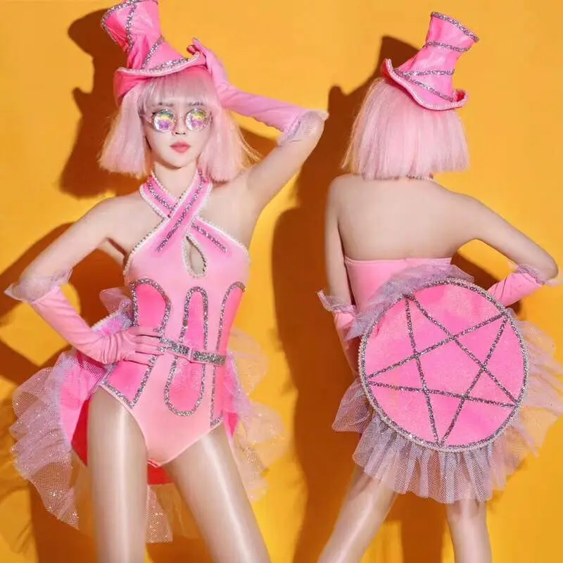 Сексуальный розовый костюм gogo cosutmes для танцев выступлений ночных клубов