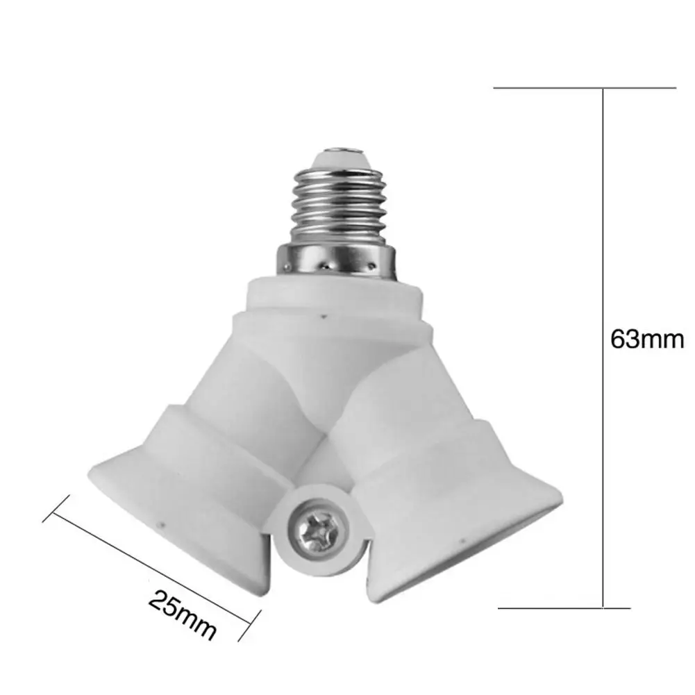 

2 In 1 Double E27 to 2 E14 Socket Base Extender Splitter Plug Halogen Light Lamp Bulb Holder Copper Contact Adapter Converter
