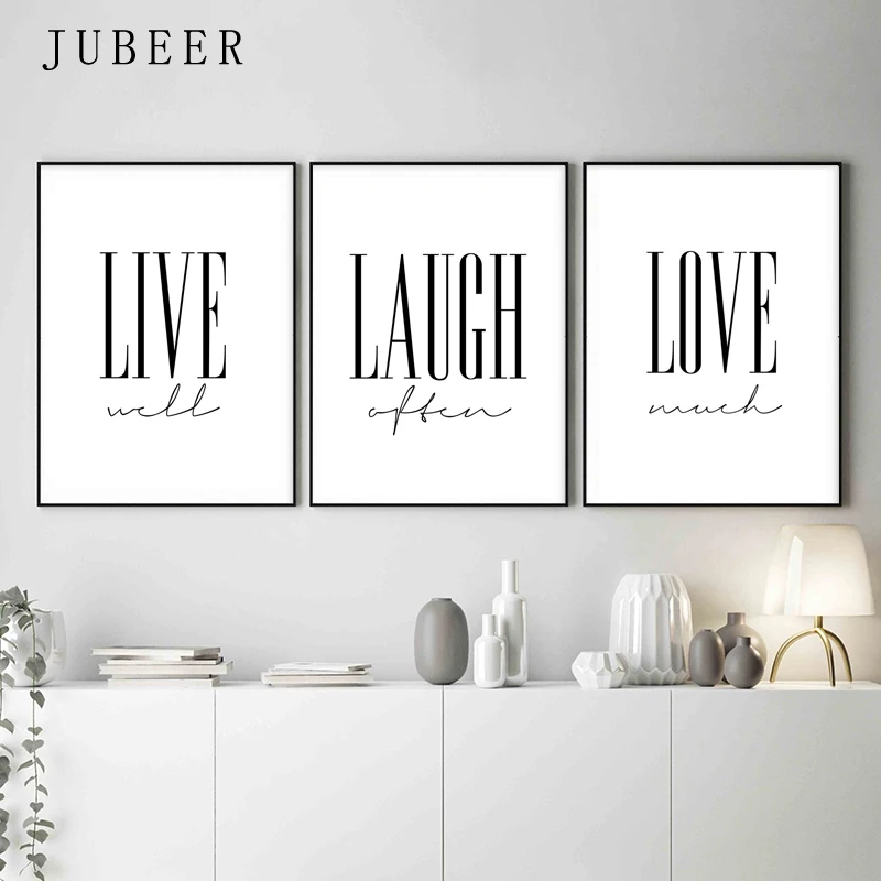 Live Laugh Love Posters and Prints Cuadros Decoracion Salon Black White Decorative Picture Wall Art Nordic Decoration Home | Дом и сад