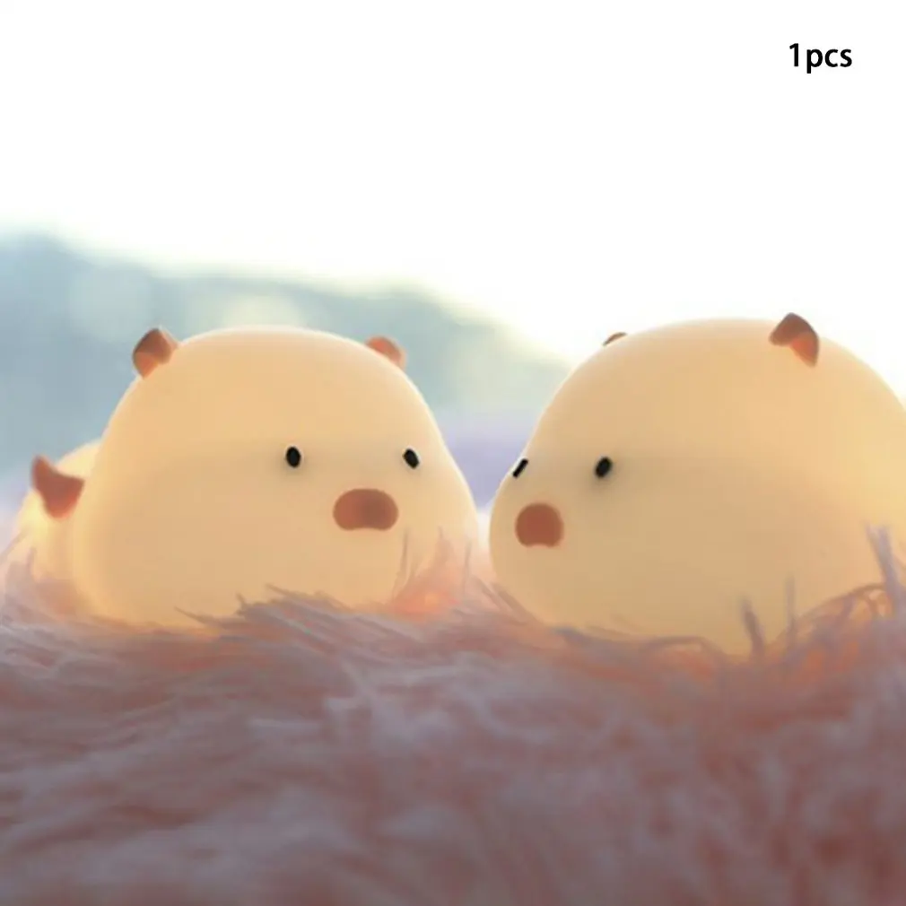 Форма свиньи потрепанный силиконовый ночник прекрасная светодиодная