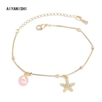 aiyanishi 18k gold filled pearl bracelets starfish pearl bangles women natural freshwater pearls bracelets jewelry lover gifts