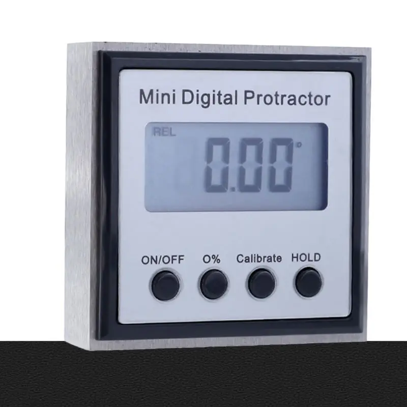 

360 Degree Mini Digital Inclinometer with Magnetic Base Stainless Steel Housing Button Cell Level Box Metal Protractor Angle Fin
