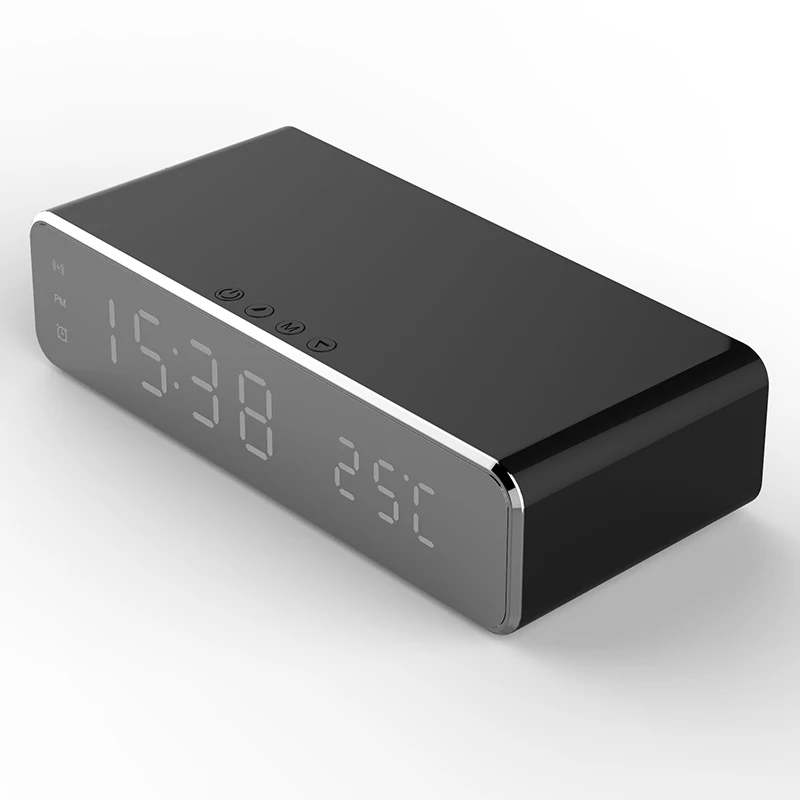 

New Wireless Charge Pad LED Electric Alarm Clock with Phone Charger Wireless Desktop Digital Thermometer Clock HD Clock Mirror