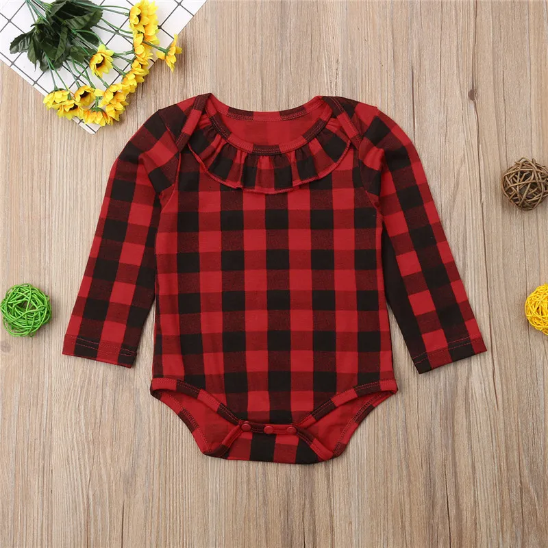 Боди для маленьких девочек 0 24 месяцев хлопковое боди в красную клетку