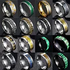 Мужское кольцо со светящимся покрытием, инкрустация в виде черепа темного Золотого Дракона на зеленом фоне, модные светящиеся кольца, кольцо с цепочкой