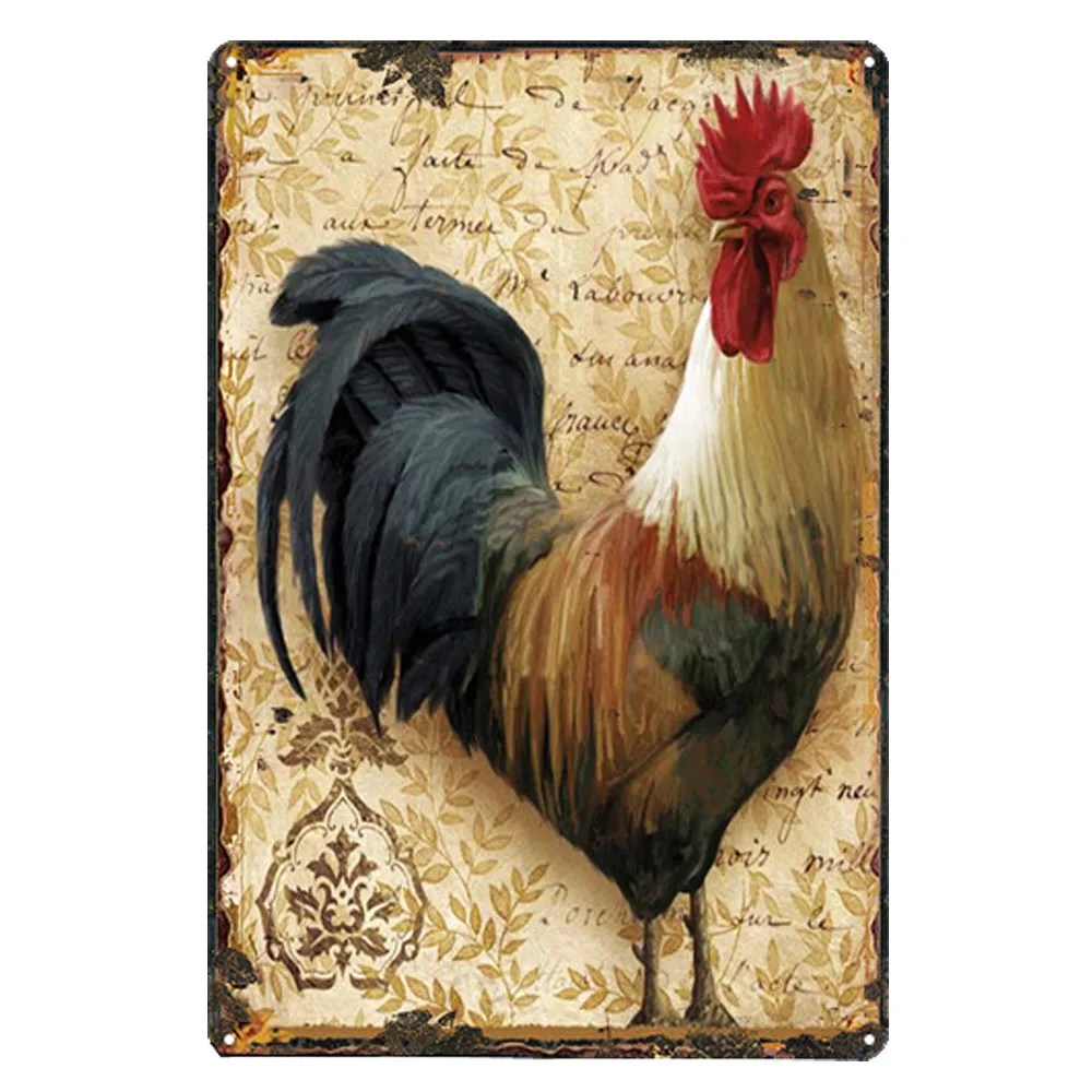 

Rooster Vintage Decorative Metal Plates Tin Sign Retro Shabby Chic Home Decor Wall Poster 20x30cm