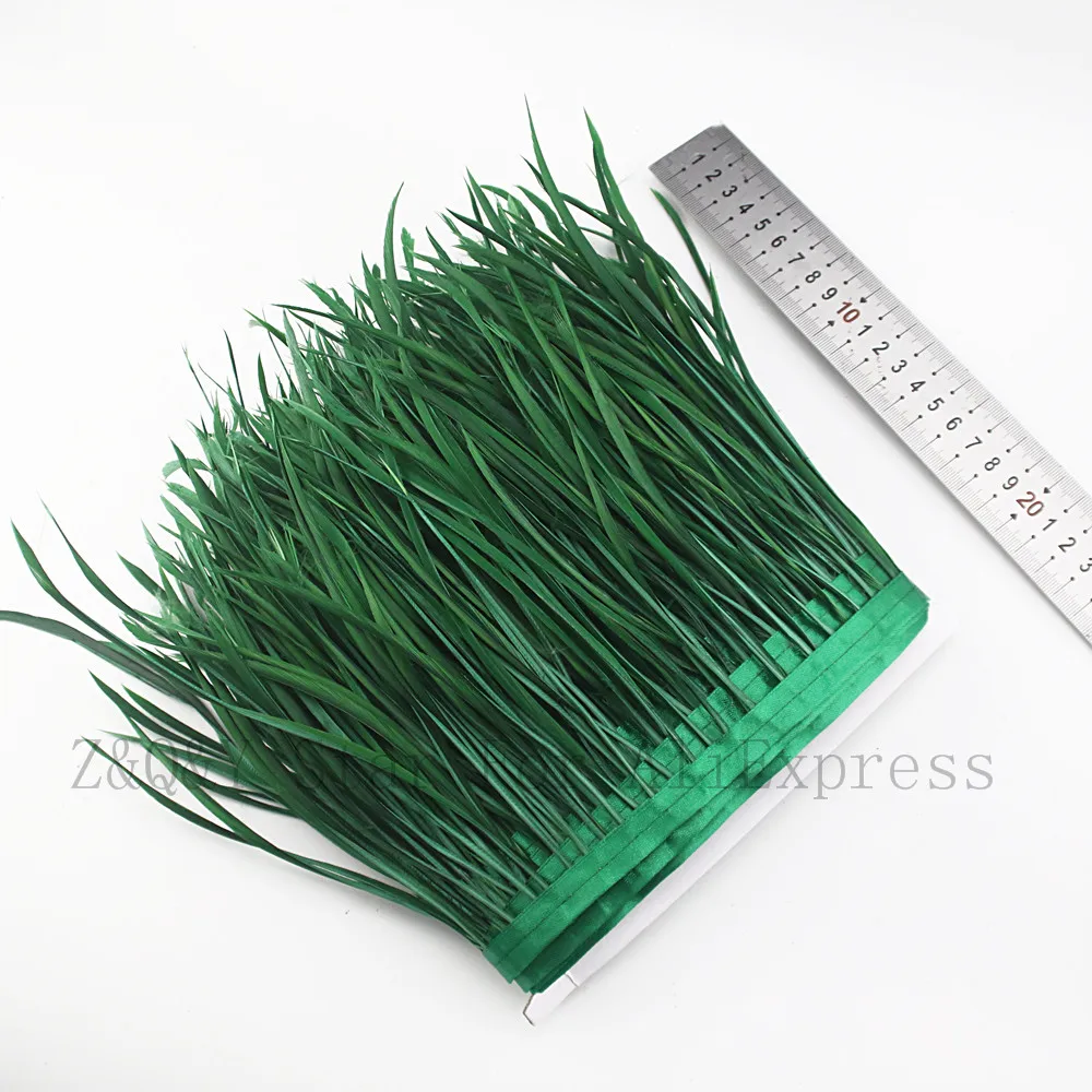 

Natural goose feather 10-15CM (4-6 inches) dyed dark green to do 2-10 yards single torn cloth edge DIY craft jewelry feather