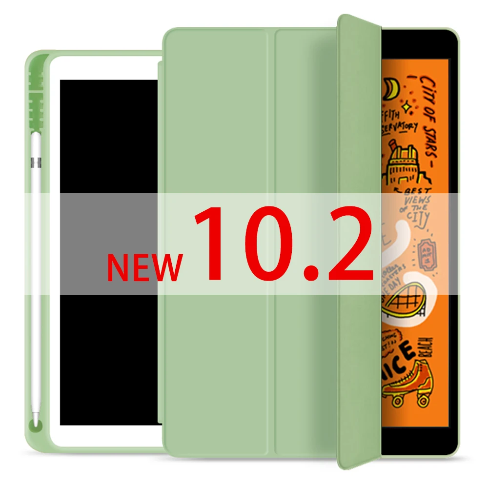 Для ipad чехол карандаш держатель Funda для ipad 6-го поколения для ipad Mini 5 ipad 10,2 / 9,7 чехол - Цвет: new green 10.2