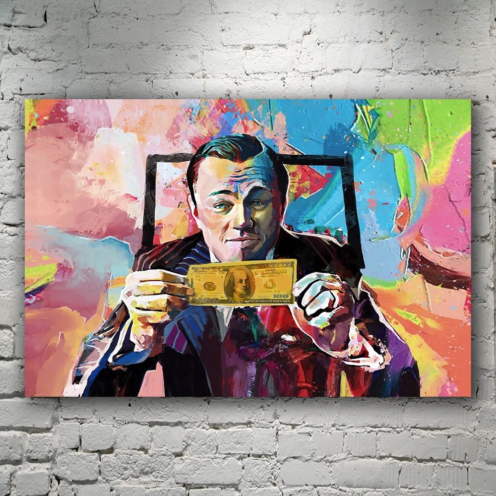 

Graffiti Movie Wolf of Wall Street Poster Wall Street Leonardo DiCaprio Picture Money Art Money Pop Wall Art for Home Decoration