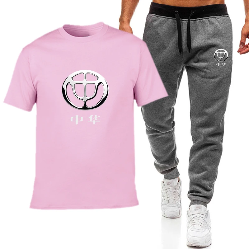 

Men's Casual Tracksuit Summer Sportswear CHINA CAR logo Two Piece Set T Shirt Brand Track Clothing Male Sweatsuit Sports Suits