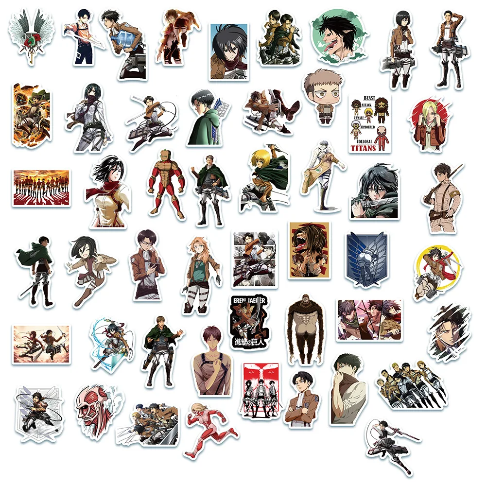 Maleta de Skateboard con personaje de dibujos animados, pegatina de Graffiti para decoraci&oacute;n, Anime Attacking gigante, 10/30/50 Uds., venta al por mayor-3