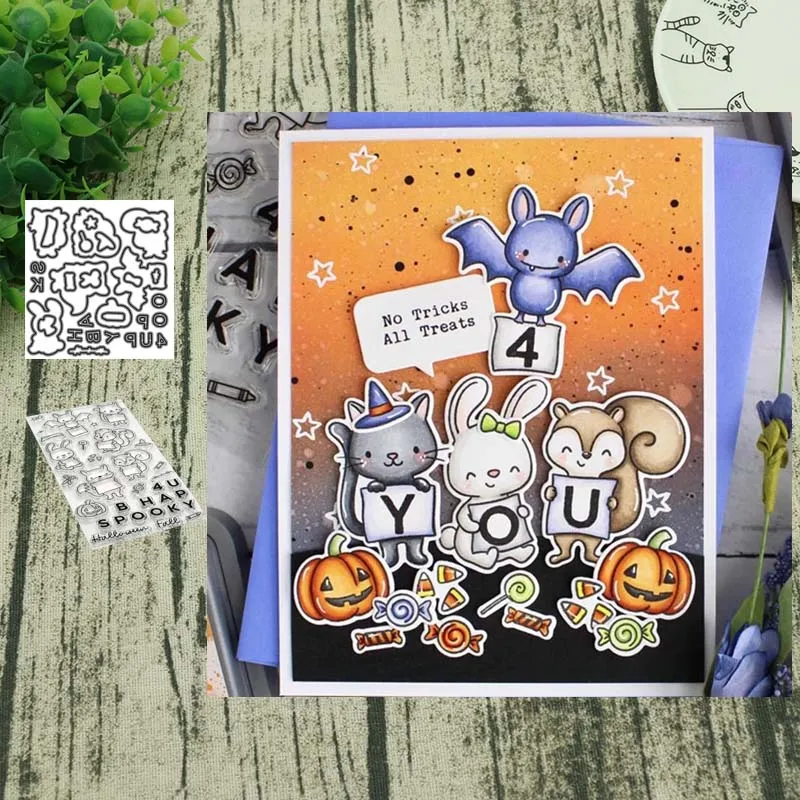 Металлические штампы с буквами животных и прозрачные для рукоделия скрапбукинга