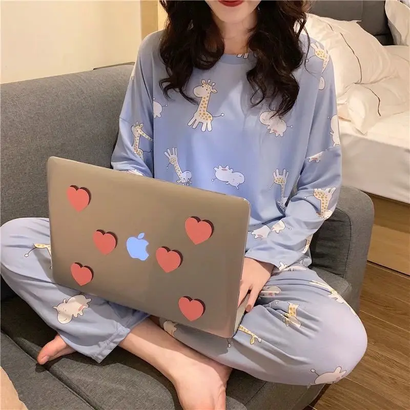 

BZEL Simple Sleepwear Pyjamas Women's Pajamas Cotton Short Sleeve Ladies Pijama Sets Homewear Cute Cartoon Lounge Wear T-shits