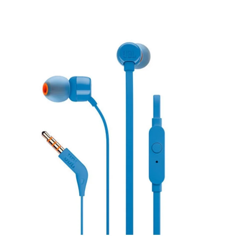 Синий JBL T110 наушники-вкладыши с дистанционным управлением и микрофоном, спортивные музыкальные наушники с чистым басом для leagoo s9, портативные наушники для смартфонов iPhone - Цвет: Синий