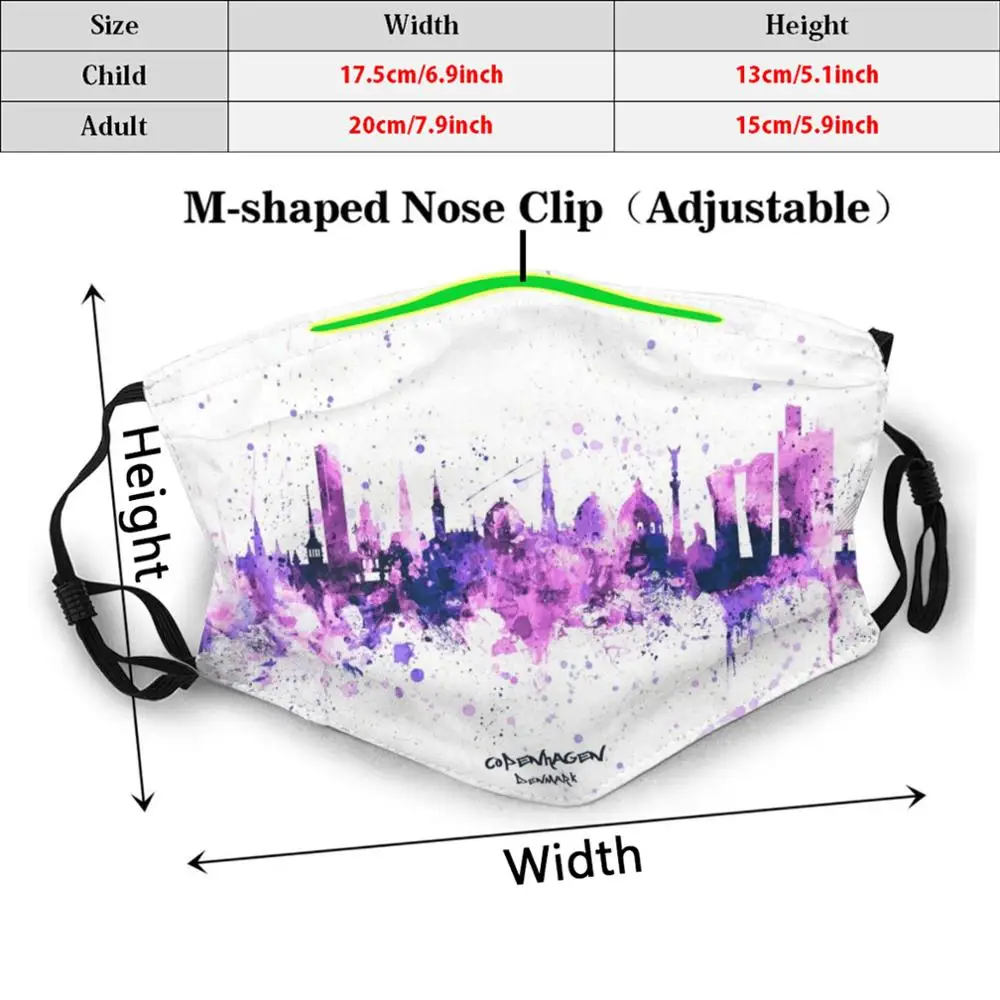 Маска Копенгагенская для взрослых и детей многоразовый фильтр Pm2.5 Skyline