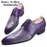 luxury fashion men derby shoes lace up pointed toe mixed colors casual men dress shoes office wedding genuine leather shoes men