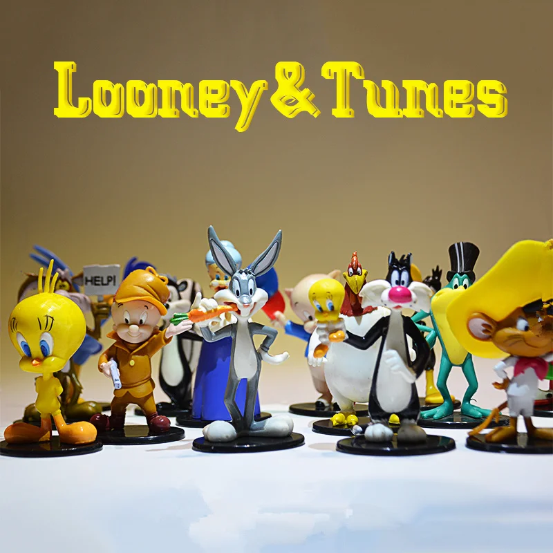 16 шт./лот 7-8 см аниме Looney tung милый кролик и с изображением кота Сильвестра игрушечные фигурки из мультфильма набор коллекционных игрушек
