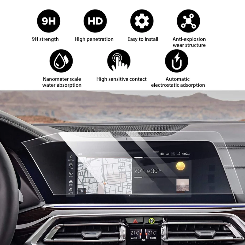 

Для-BMW X5 G05 X7 G07 2019-2022 12,3-дюймовый Автомобильный GPS навигатор сенсорный экран протектор центральный дисплей Закаленное стекло пленка