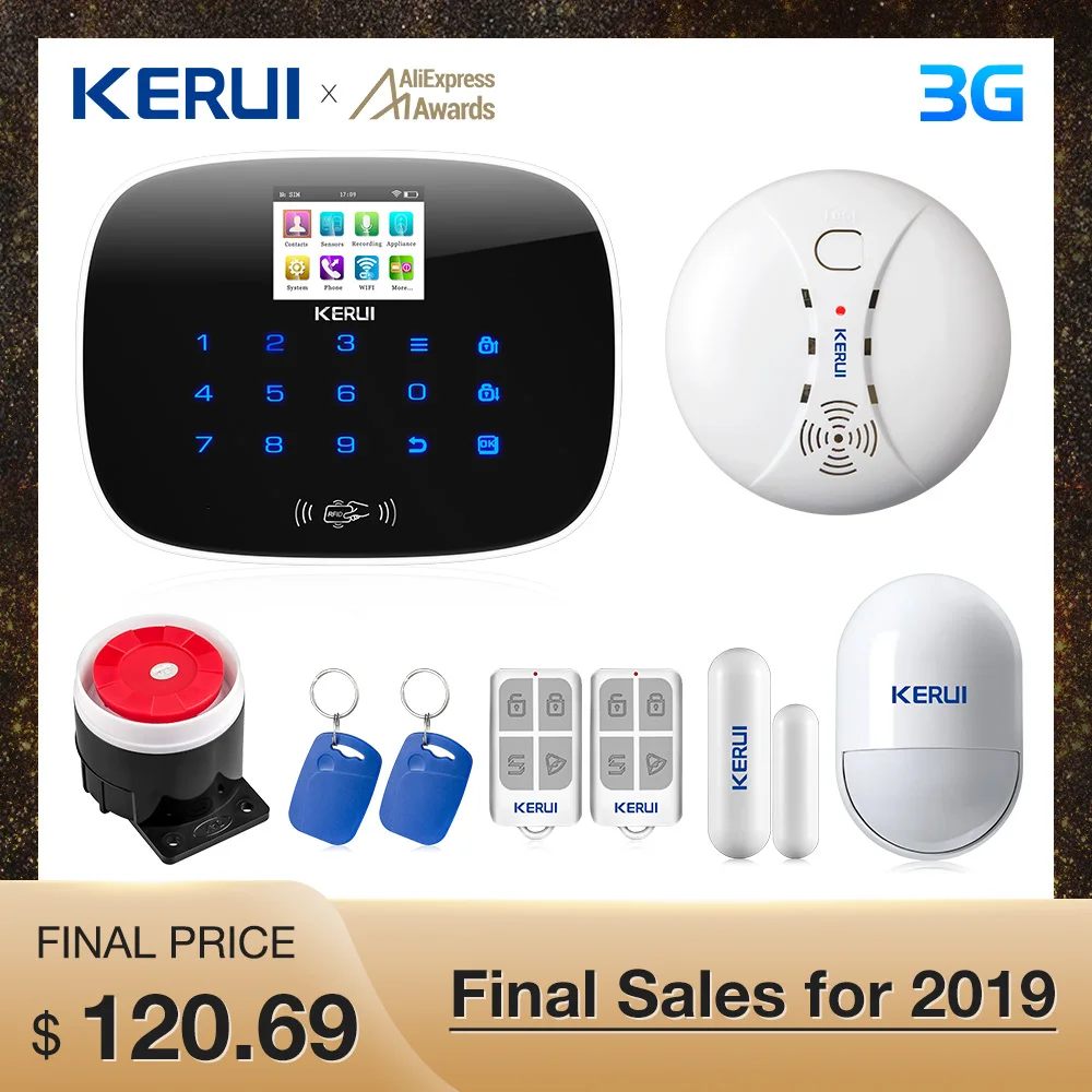 Kerui 3g 4G Wi-Fi GSM PSTN сигнализация приложение контроль Беспроводная сигнализация RFID охранная сигнализация датчик дыма