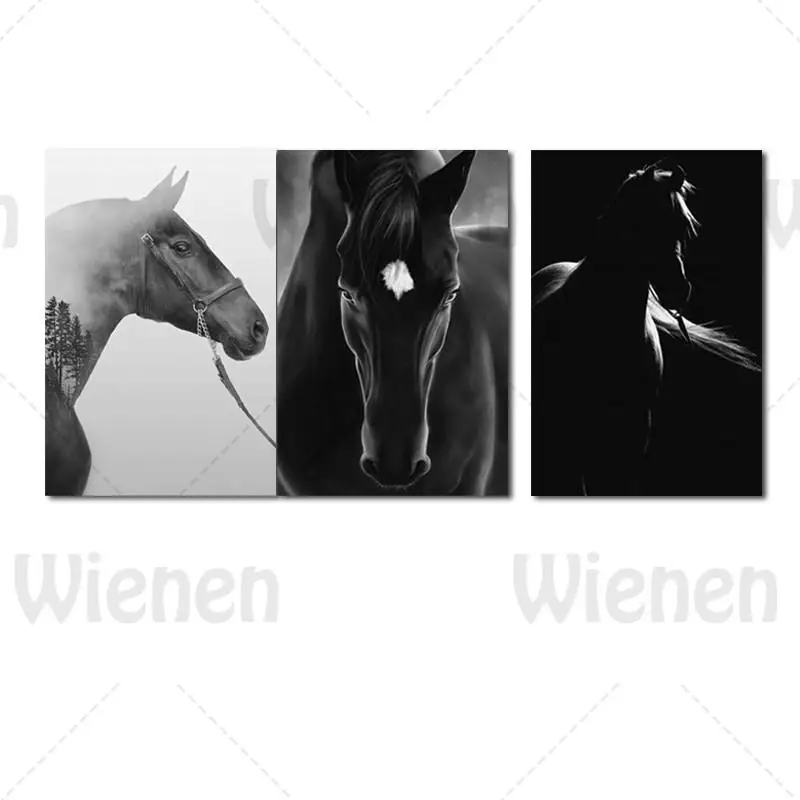 

Home Decoration Animal Horse Modern Poster Canvas Oil Painting Black & White Mural Picture Living Room Bedroom Decor Wall Art