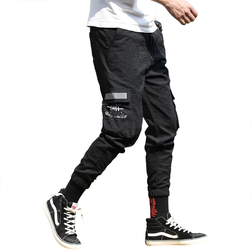 Фото Длинные узкие брюки-карго мужские тонкие весенние брюки для бега модные