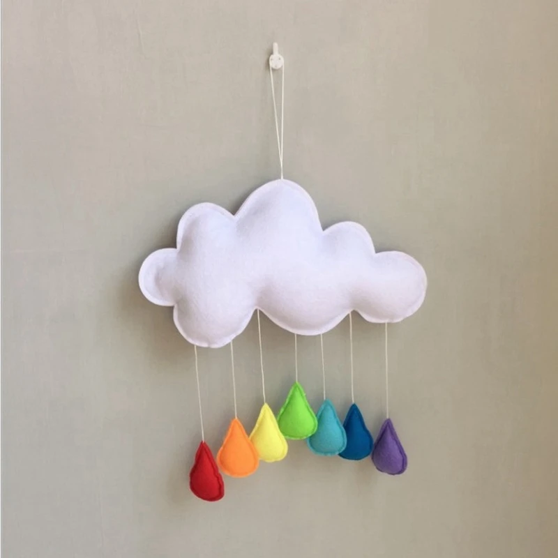 1PCS INS Rainbow Raindrop Pendant Nordic Felt Cloud Wall Hanging Ornaments Baby Shower Party Children Room Decor Supplies Drops | Дом и сад