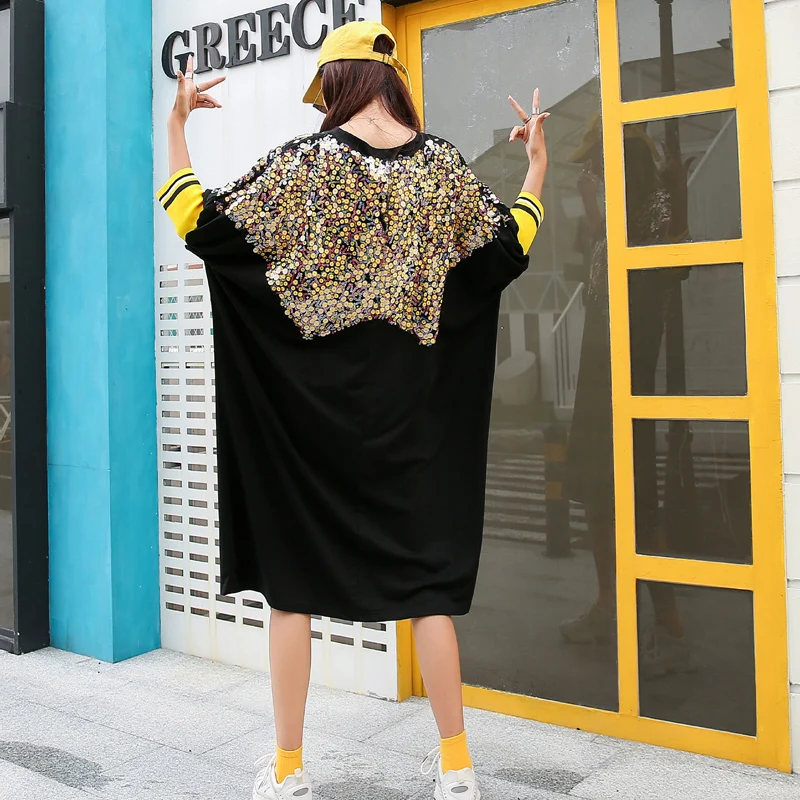 Женское платье с блестками длинная юбка рукавом летучая мышь лето | Женская