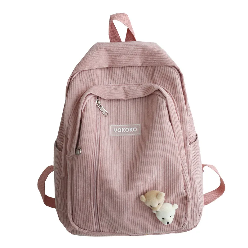 

Corduroy Campus Backpack Kawaii Women Designer Backpacks Harajuku Shoulder School Bags for Teenage Girls Korean Bookbag Ladies