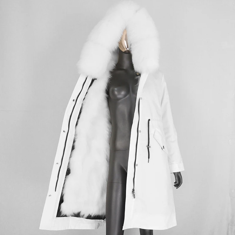 Женская длинная парка CXFS теплая непромокаемая куртка со съемным натуральным