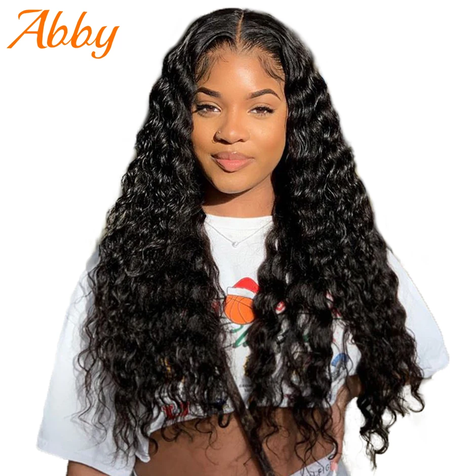 

ABBY Lace Front Wigs Brazilian Deep Wave 4x4Lace Closure Human Hair Wigs For Black Women Deep Curly Lace Front Wigs 180% Density