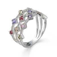 fashion silver color rings romantic multilayers twinkling mix color cz crystal zircon stone jewelry for women nice gifts