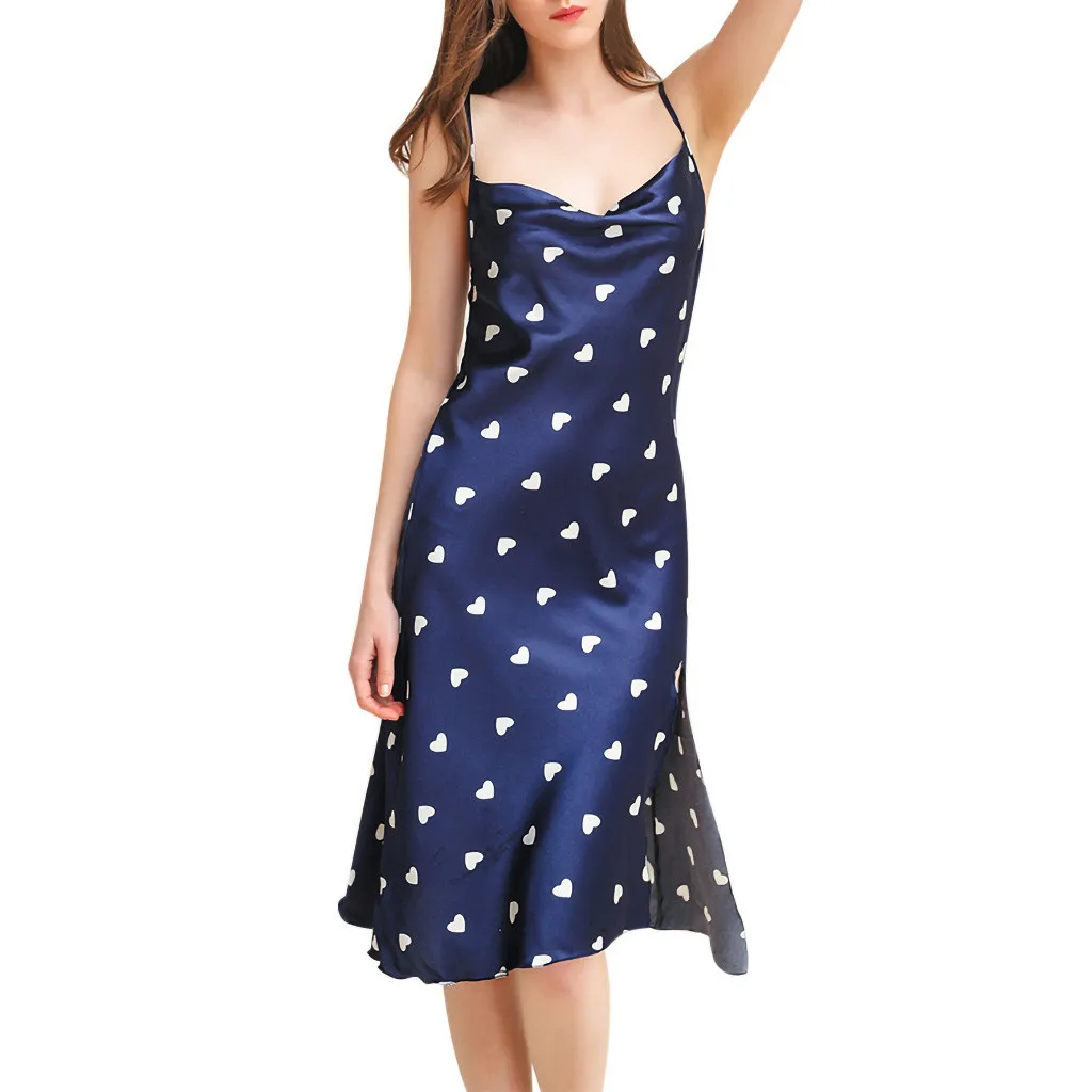 

Women's Sexy Printing Underwear Temptation Strap Underwear Nightdress silk Nightwear Summer Sleepwear camisola