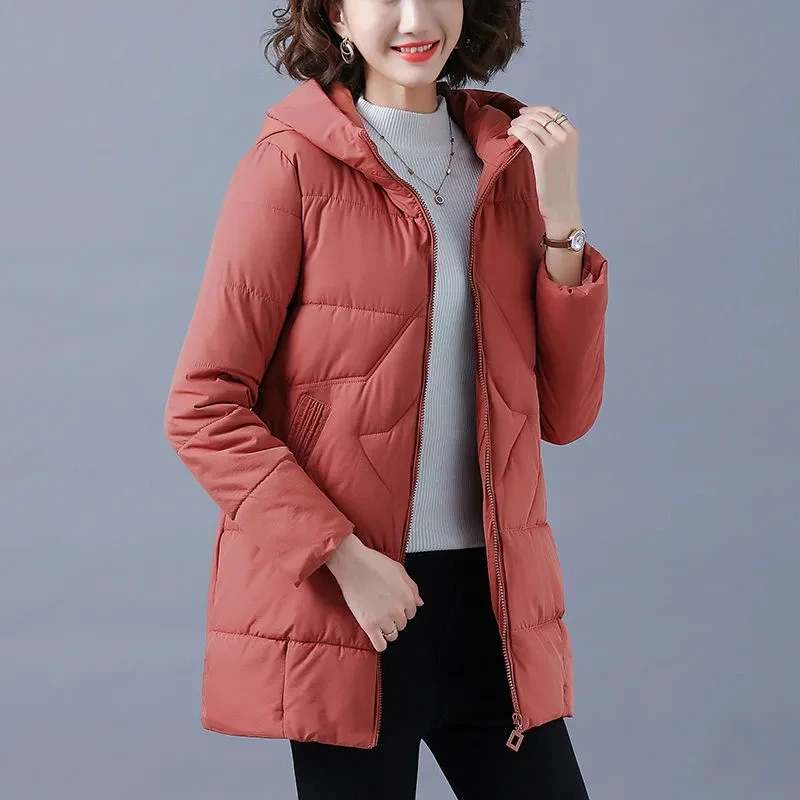 Long Hooded Parkas Winter Warm Casual Cotton Padded Parkas For Women Casual Plus Size 4XL Outwear Solid colors Loose Overcoat