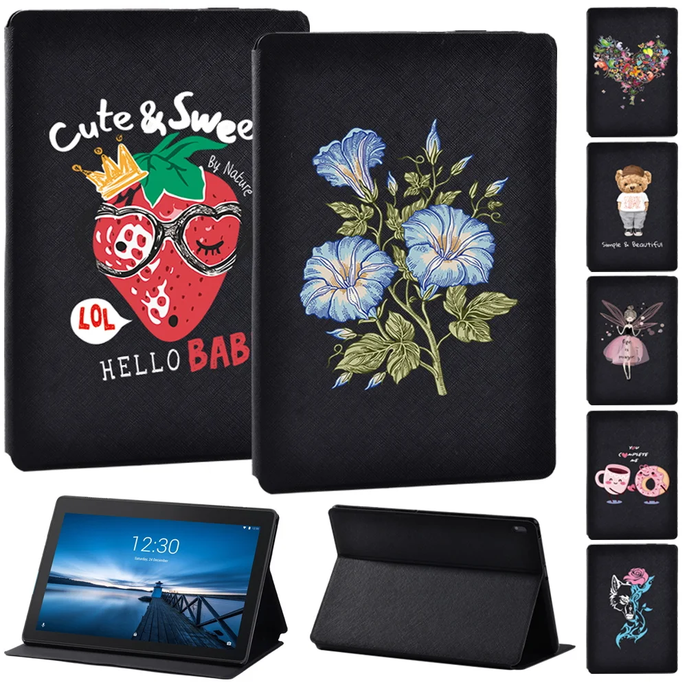 

Case For Lenovo Tab E10 10.1 Inch/Tab M10 10.1/M10 FHD Plus Cartoon PU Leather Tablet Protective Stand Folio Cover + Free Stylus