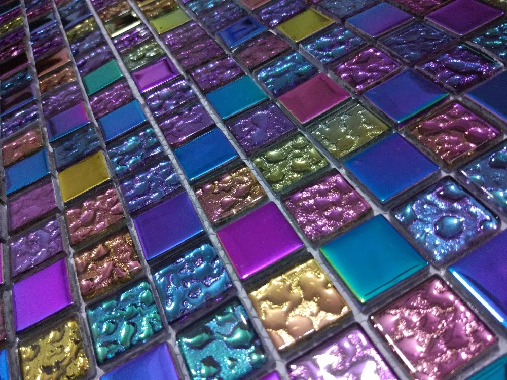 20 см Радуга гальванических мозаичная плитка из хрустального стекла для кухня